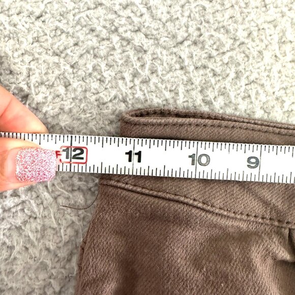 Subdued Soft Flare Jeans Womens High Rise Smile Brown Raw Hems Stretch - Picture 3 of 16